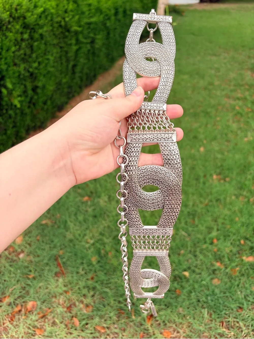 Chicos Vintage Statement Metal Belt, Y2K, Large Hip Chunky Link Chain, Retro